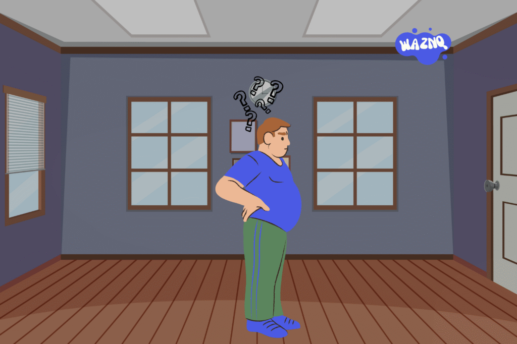 man checking weight scale during diet plateau