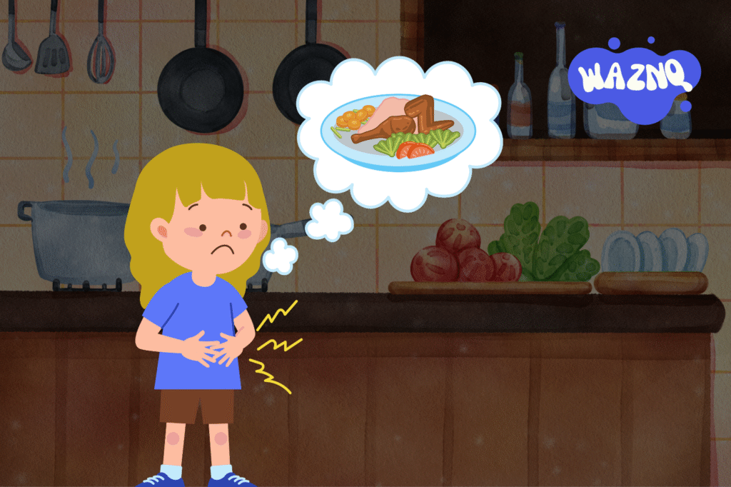Child thinking about delicious food